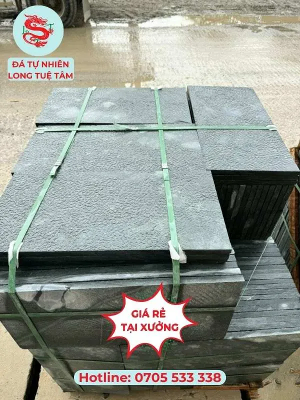 Đá lát sân vườn texture - đá xanh Thanh hóa băm mặt