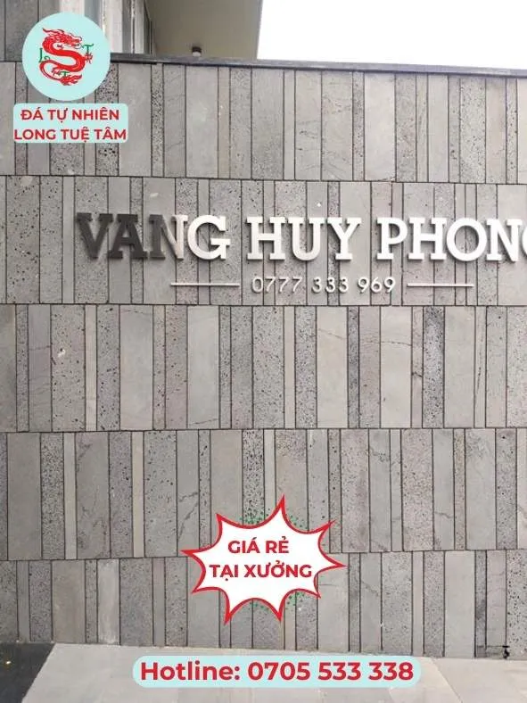Đá ong xám 10x60cm ốp tường mặt tiền