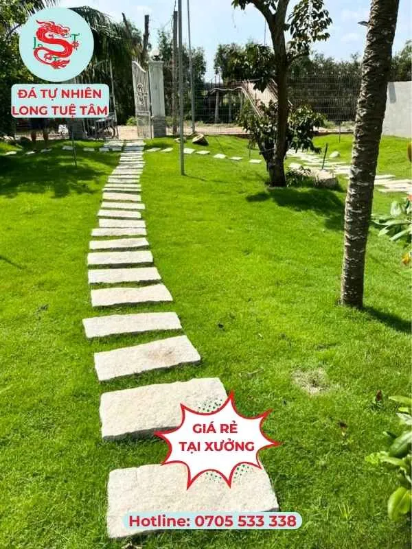 mẫu đá lát sân đẹp - đá chẻ bước dạo