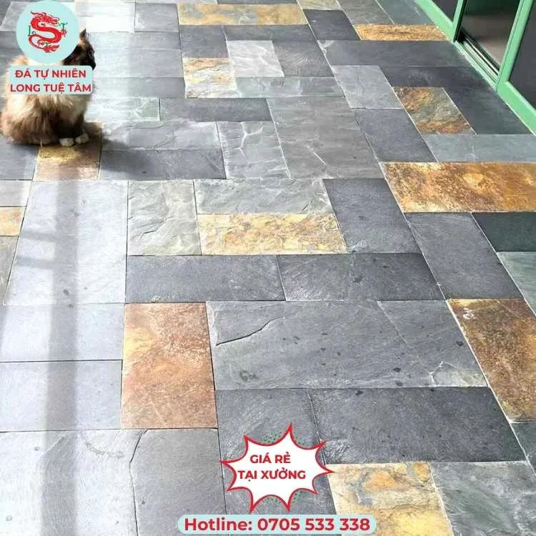 Mẫu đá lát sân đẹp - Đá chẻ đa sắc