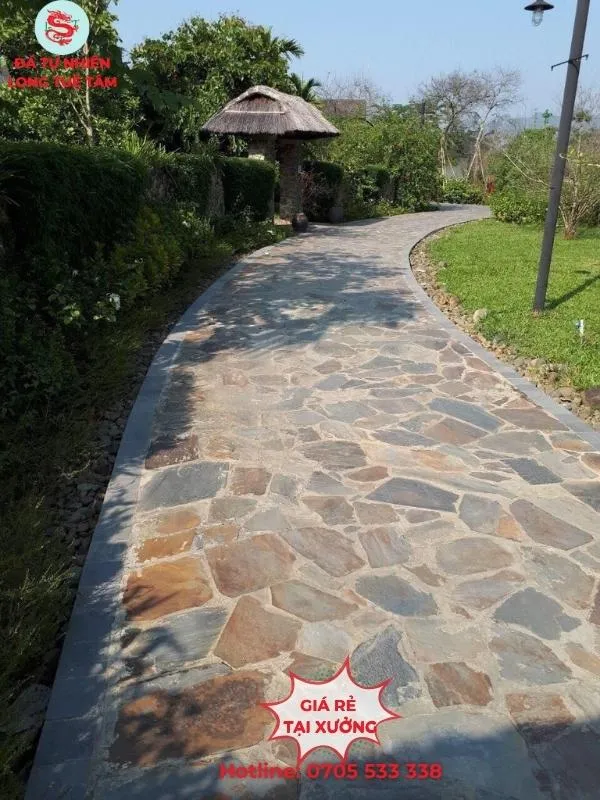 mẫu đá lát sân đẹp - Đá rối đa sắc