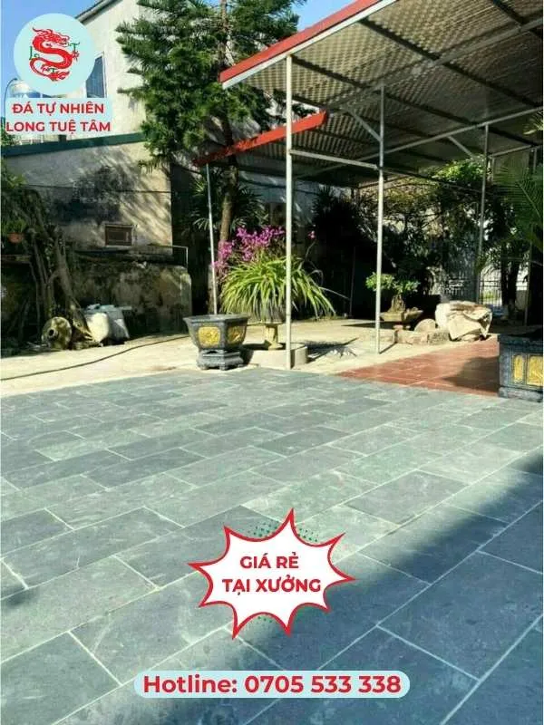 Mẫu đá lát sân đẹp - Đá xanh Thanh Hóa mài hone lát sân