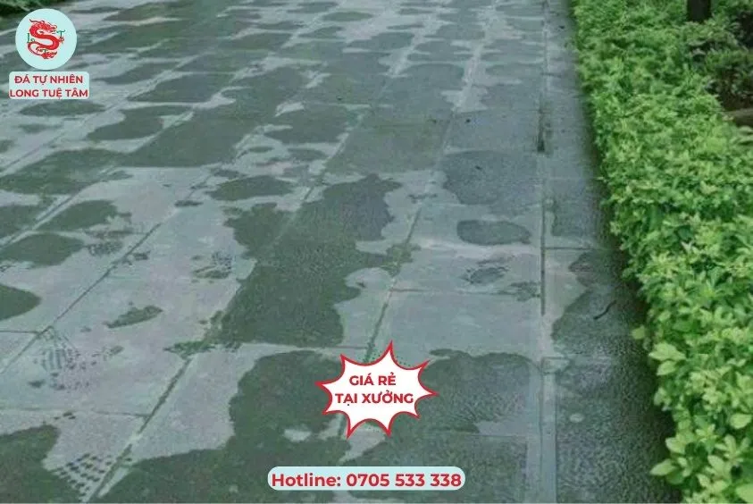 Đá xanh lát sân vườn băm chừa viền