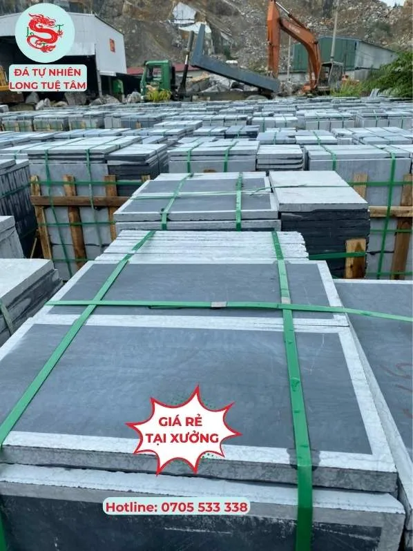 Đá xanh lát sân mài chừa viền 30x60