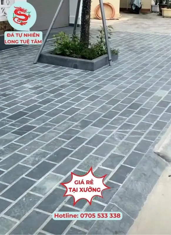 Đá xanh lát sân vườn mài chừa viền 15x30x2cm