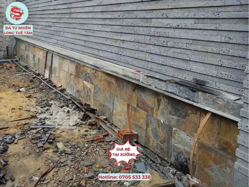 Đá dán chân tường với đá slate đa sắc 30x60